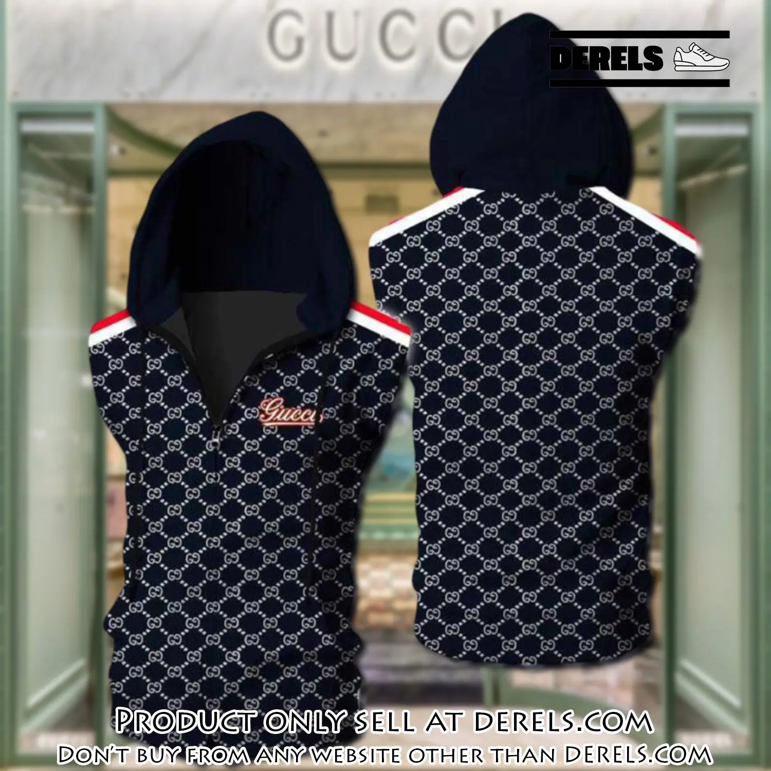 Gucci navy unisex sleeveless zip up hoodie luxury for men women szh006 dr2548491